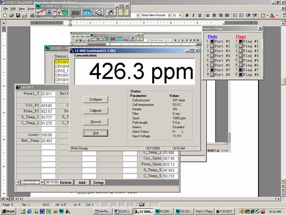 Screen shot of Li-800 calibration span pre-cal