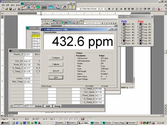 Screen shot of Li-800 calibration span post-cal