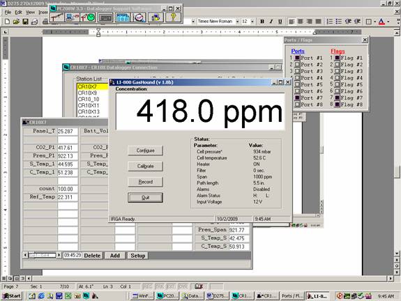 Screen shot of Li-800 calibration span post-cal