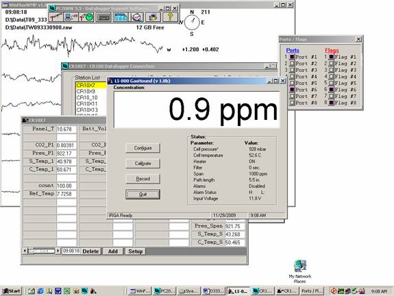 Screen shot of Li-800 calibration zero pre-cal