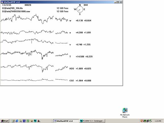 Tower Gill sonic plots screen before downloading data