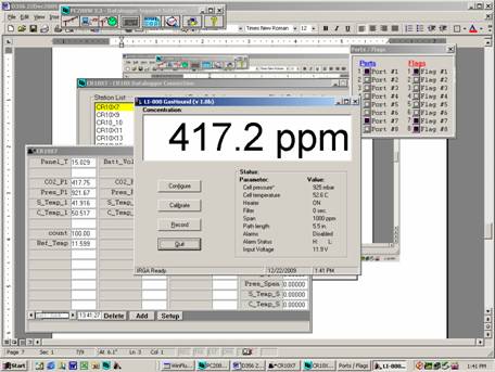 Screen shot of Li-800 calibration span pre-cal