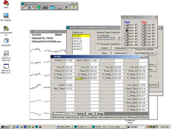 Screen shot of Li-800 calibration pre-cal