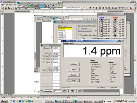 Screen shot of Li-800 calibration zero pre-cal