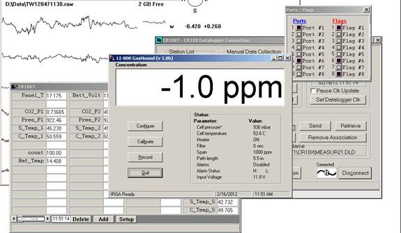 Screen shot of Li-800 calibration zero post-cal