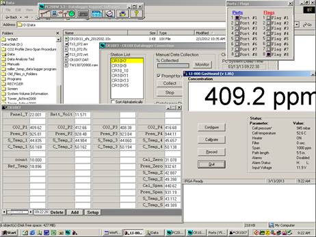 Screen shot of Li-800 calibration pre-cal