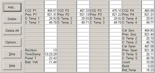 Screen shot of Li-800 calibration pre-cal