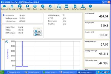 Screen shot of Vaira LI-7500 status window