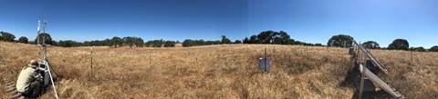 Panorama of Vaira site with Joe at the eddy tower