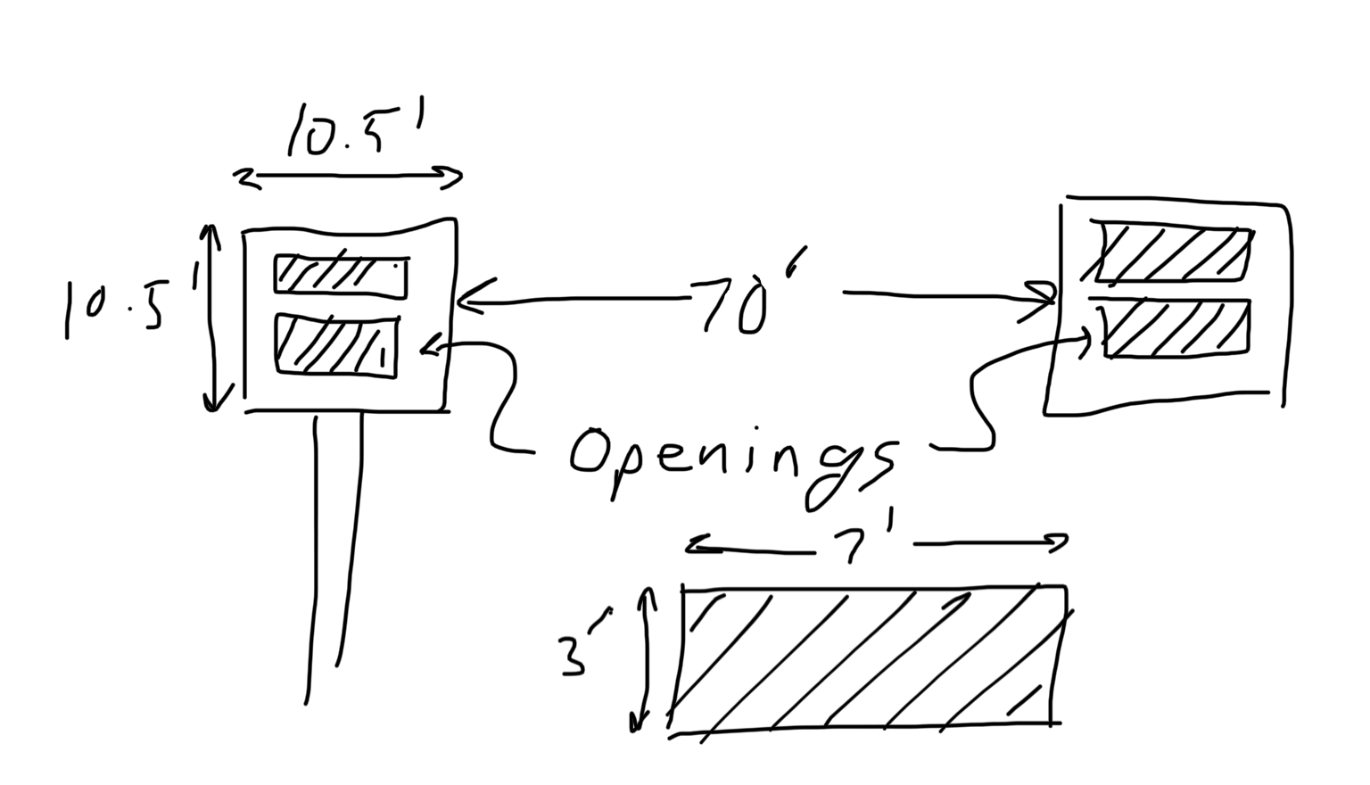 Diagram of platforms with dimensions