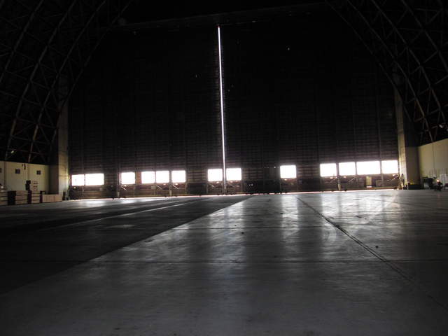 Inside the giant hangar at Moffett Field