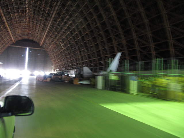 Inside the giant hangar at Moffett Field