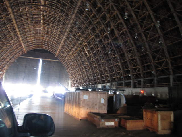 Inside the giant hangar at Moffett Field