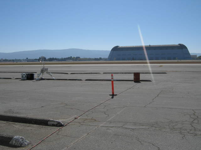 Eddy tower on runway apron looking west