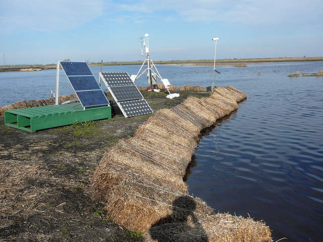 Safflower bales around our spit to protect from erosion