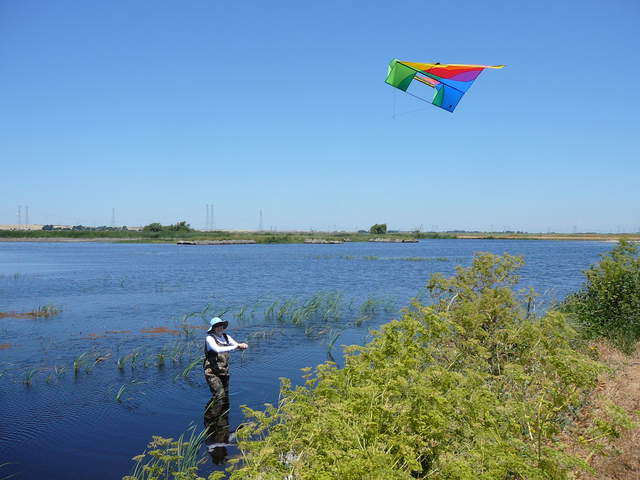 Jaclyn flying a kite