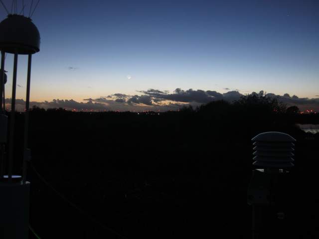 Crescent moon at dusk