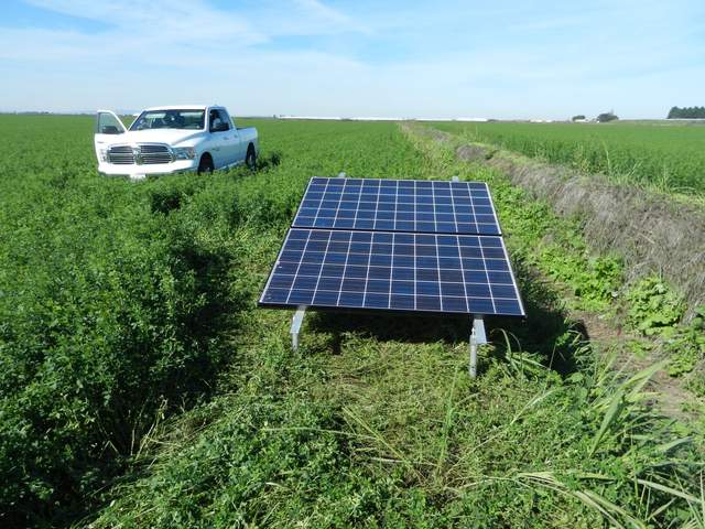 We moved the solar panels so they now face south along the ditch east of the tower.
