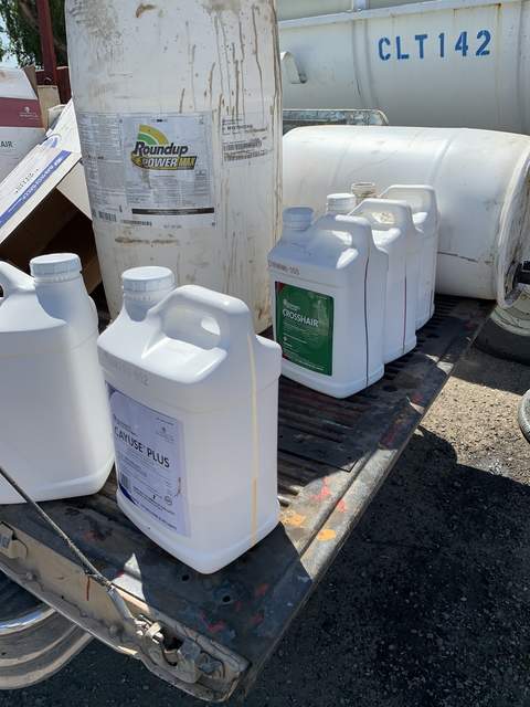 Various chemicals seen in the back of a truck by the Bouldin Duck Club. 
