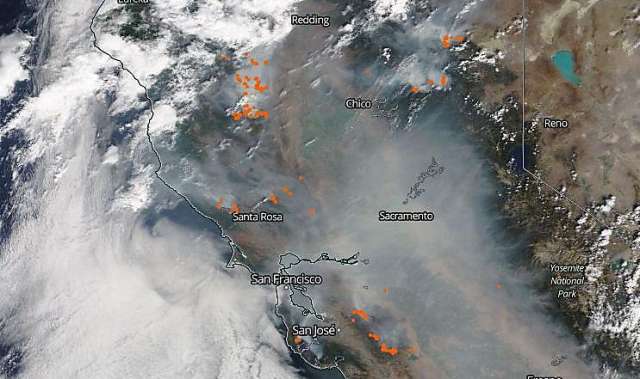 Smoke from wilfires filling the valleys and Delta