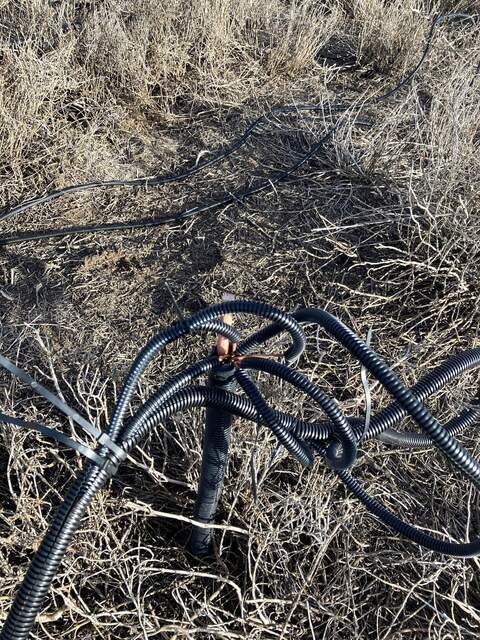 Thermocouple wires covered in split loom to prevent rodents or other animals from chewing on them.