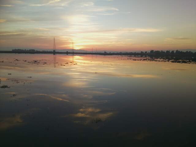 Nice sunset reflected in water