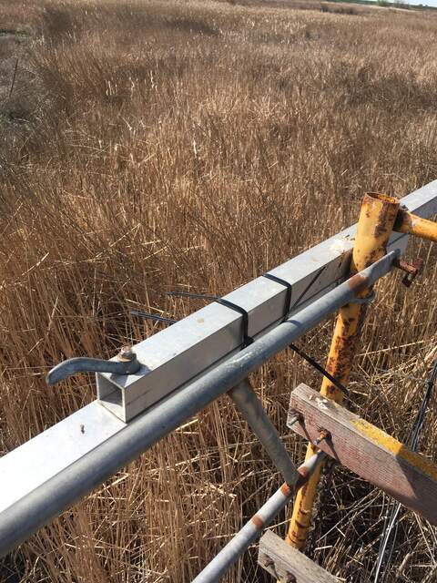 We had to ziptie the radiometer boom back in place because the bolt on the end was not biting into the threads below anymore. 