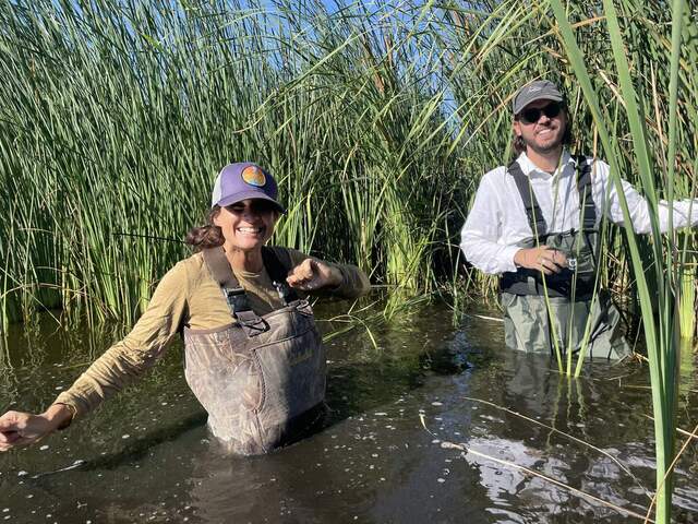 Maoya and Dylan in the water at Mayberry for the chamber campaign