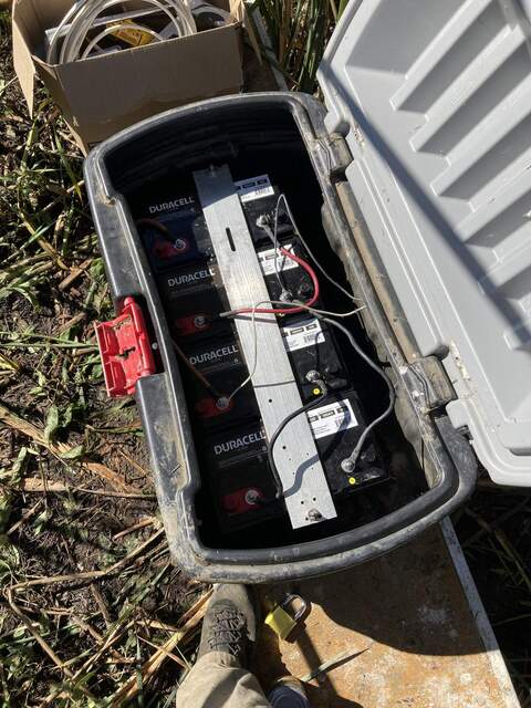 New batteries strapped into battery box