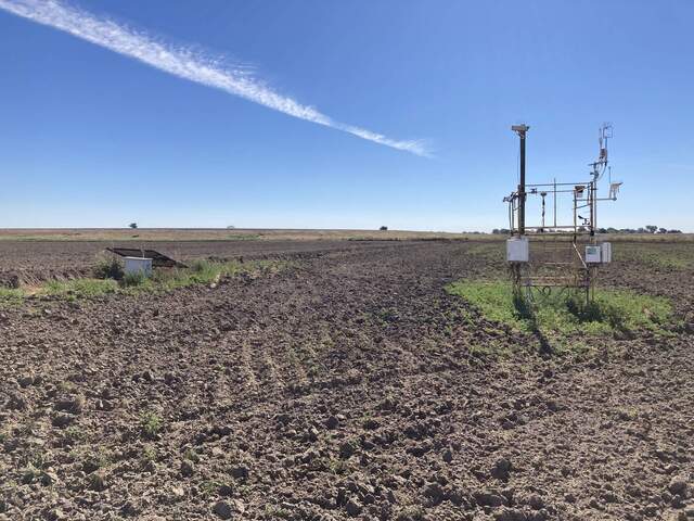 One tractor pass around the alfalfa tower before we could move it