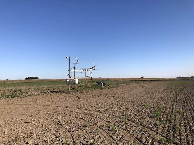 After wheat was planted, tower was moved a few meters into the field and rotated so that the radiometers point south.