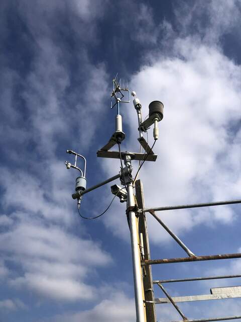 The new LI-720 is installed on the northwestern scaffolding post over our wheat field (Bouldin Alfalfa site)