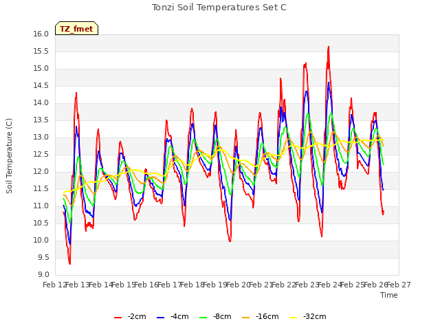 plot of Tonzi Soil Temperatures Set C