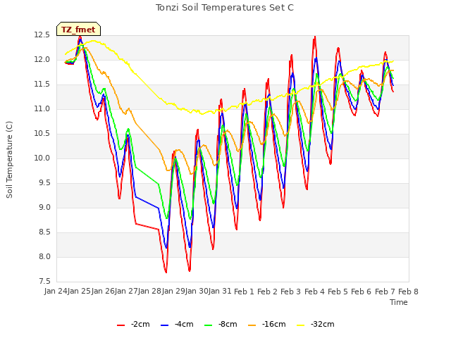 plot of Tonzi Soil Temperatures Set C