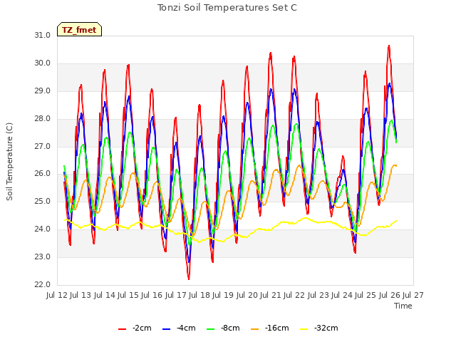 plot of Tonzi Soil Temperatures Set C