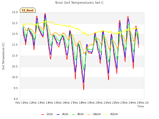 plot of Tonzi Soil Temperatures Set C