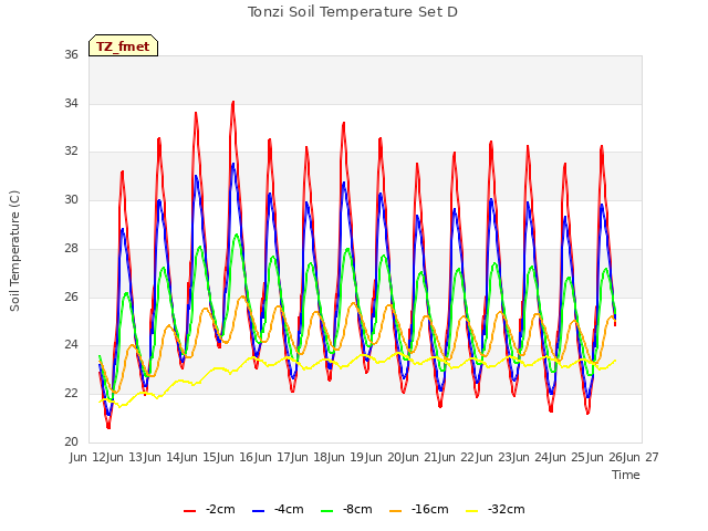 plot of Tonzi Soil Temperature Set D