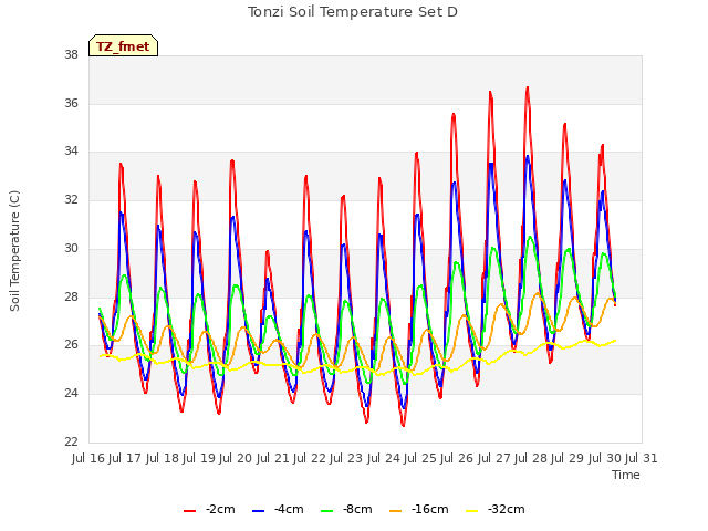 plot of Tonzi Soil Temperature Set D