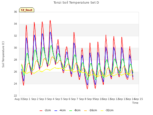 plot of Tonzi Soil Temperature Set D