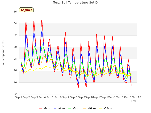 plot of Tonzi Soil Temperature Set D