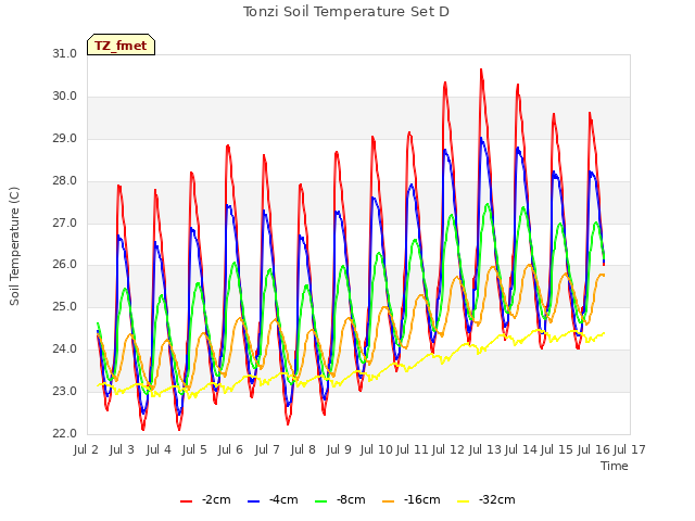 plot of Tonzi Soil Temperature Set D