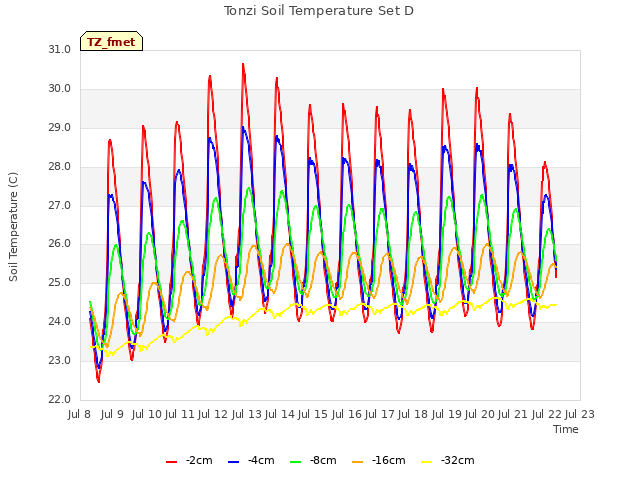 plot of Tonzi Soil Temperature Set D