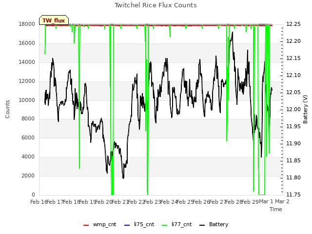 plot of Twitchel Rice Flux Counts