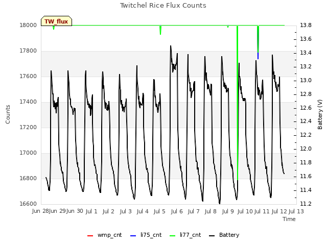 plot of Twitchel Rice Flux Counts