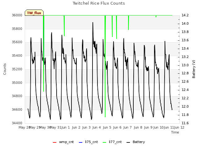 plot of Twitchel Rice Flux Counts