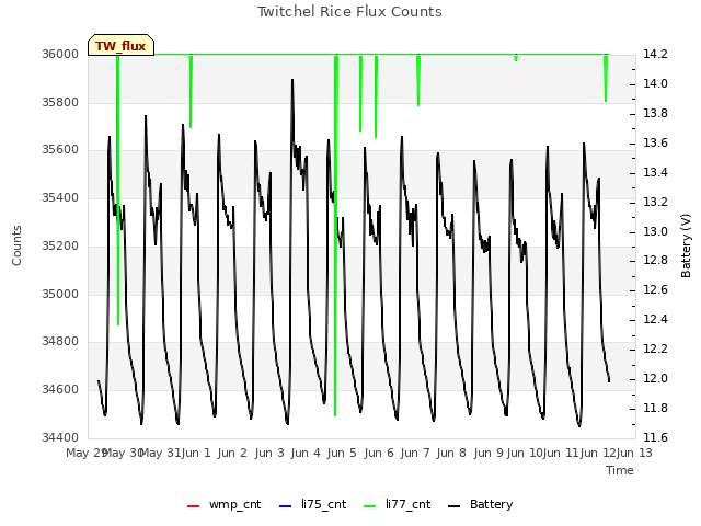 plot of Twitchel Rice Flux Counts