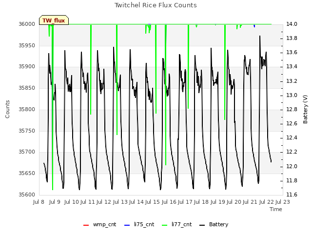 plot of Twitchel Rice Flux Counts