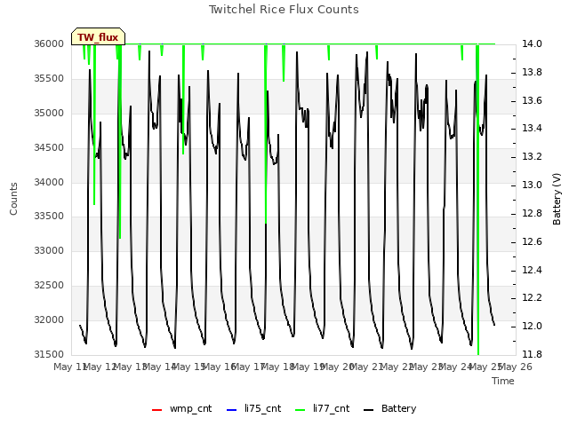 plot of Twitchel Rice Flux Counts