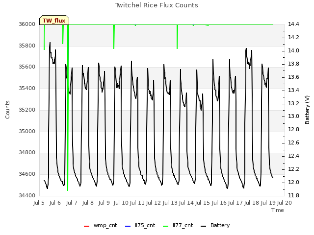 plot of Twitchel Rice Flux Counts