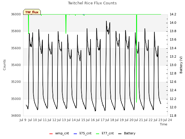 plot of Twitchel Rice Flux Counts